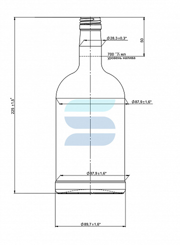бутылка стеклянная в-28 700 мл «домашняя»
